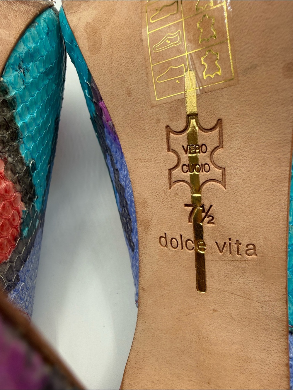 Dolce Vita Multicolor Snakeskin Slingback Heels | Pointed Toe Statement Stiletto - Picture 11 of 17